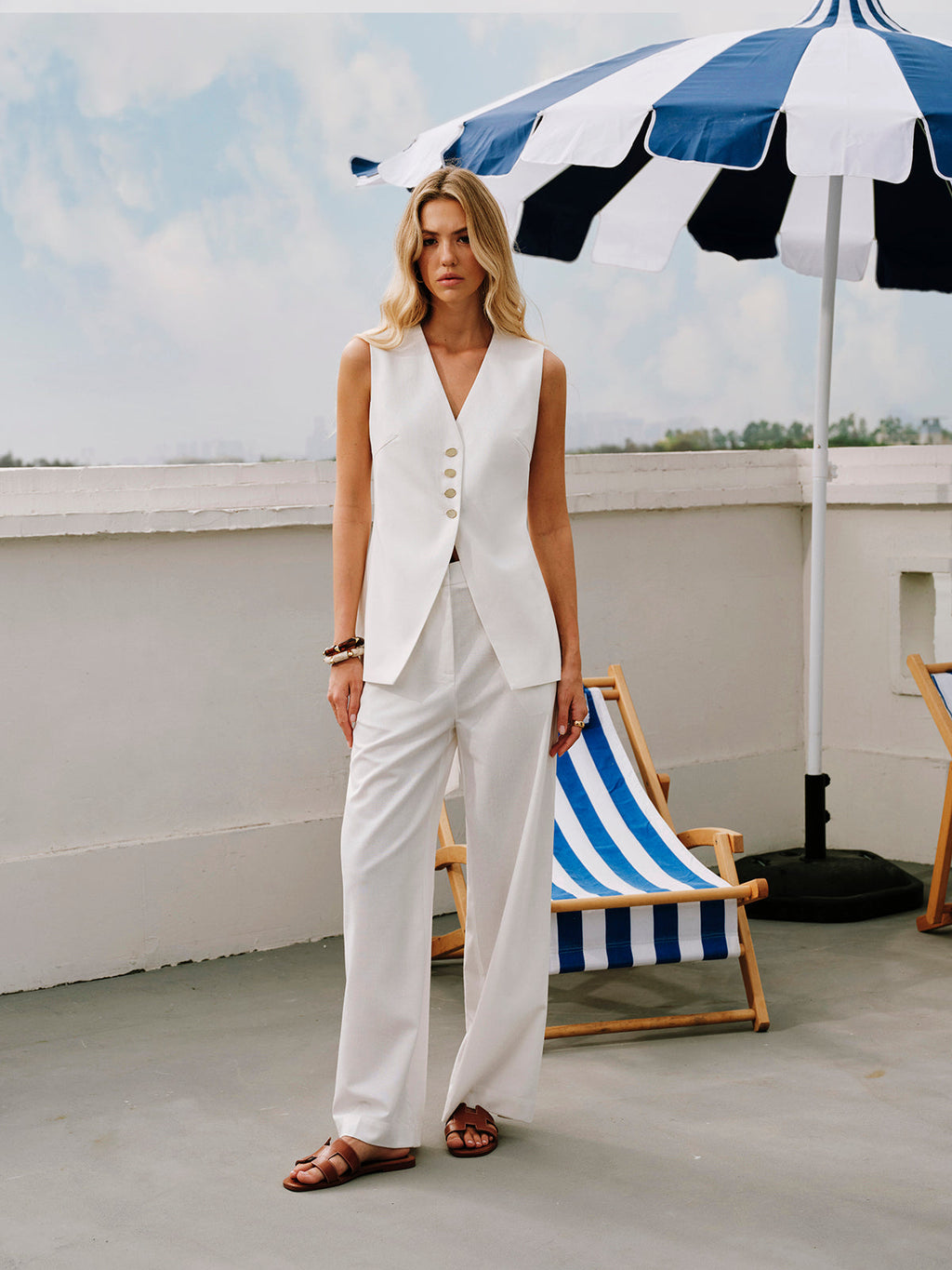Sleeveless Button Vest Top