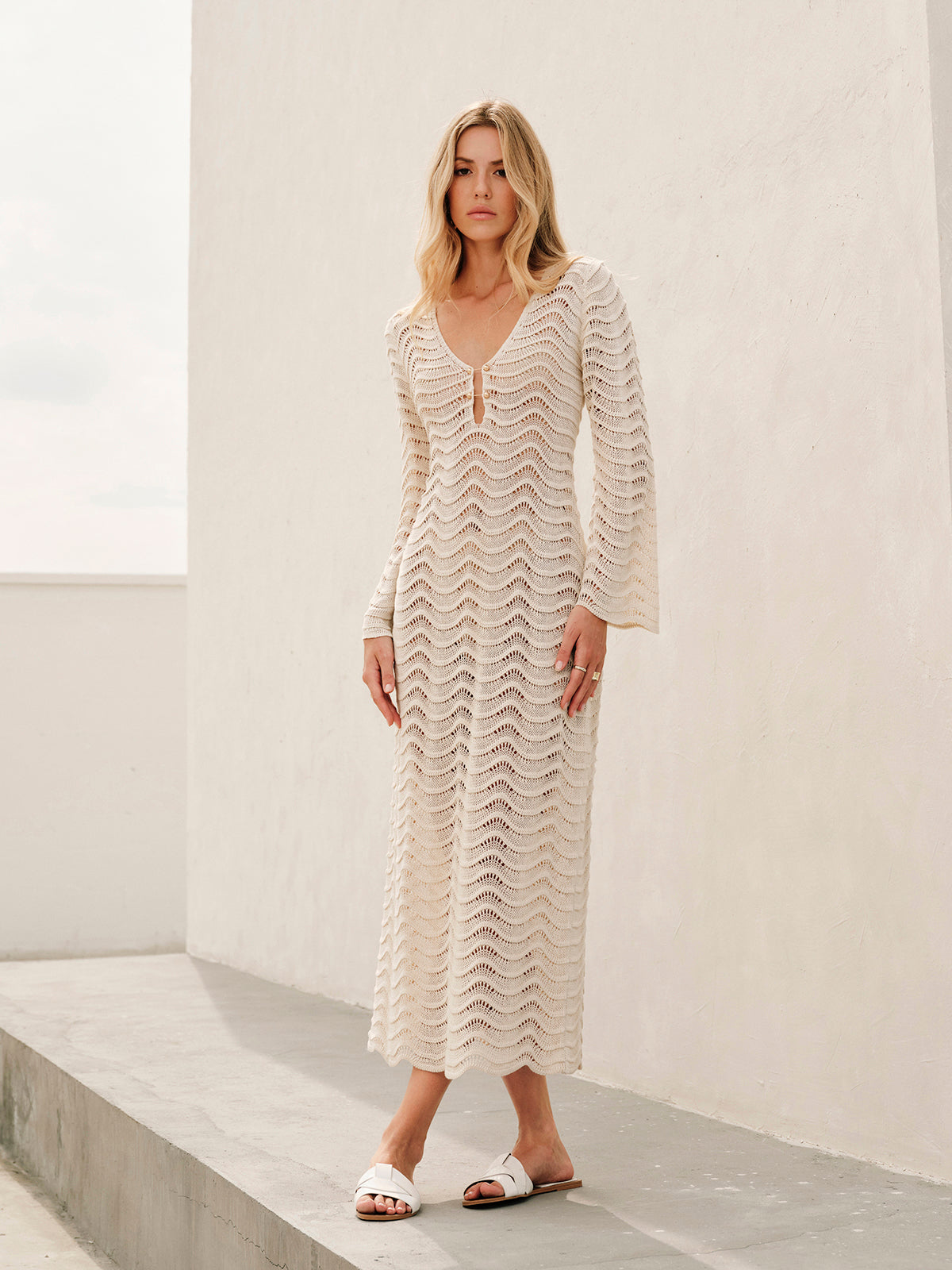 Sheer Knit Maxi Dress Cover Up