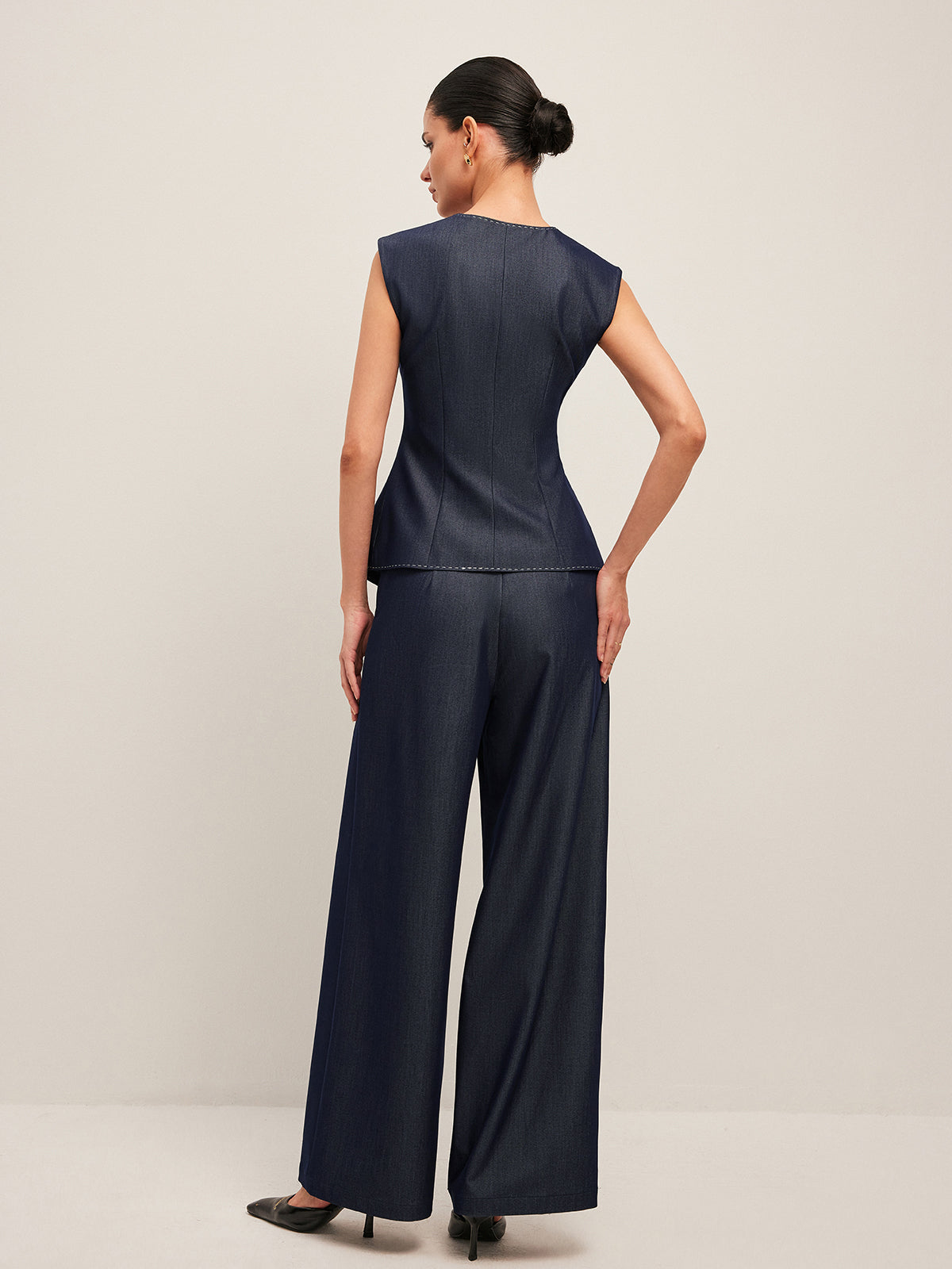Contrast Stitching Peplum Vest