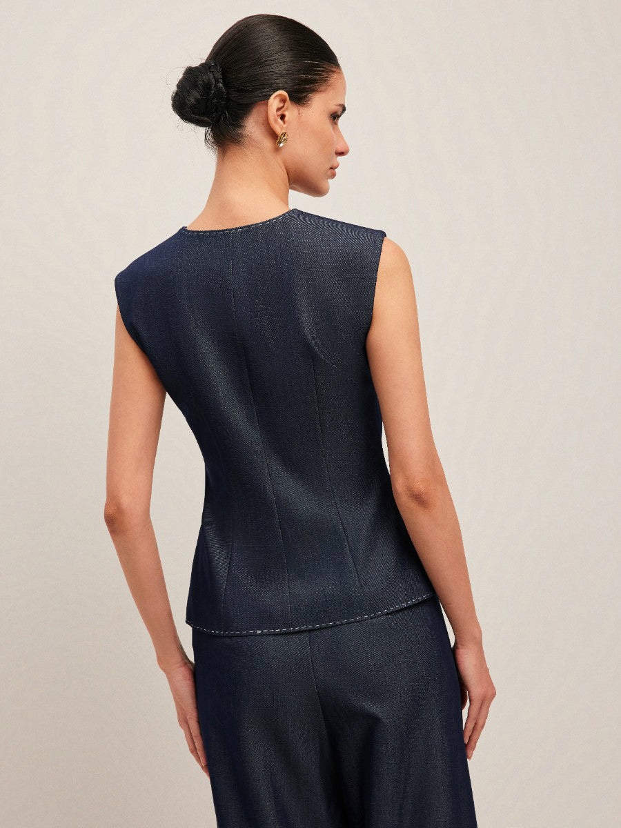 Contrast Stitching Peplum Vest
