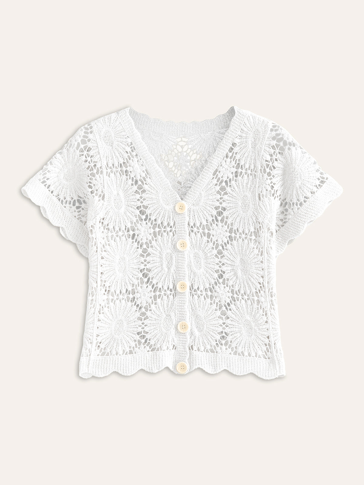 Floral Crochet Knit Cardigan