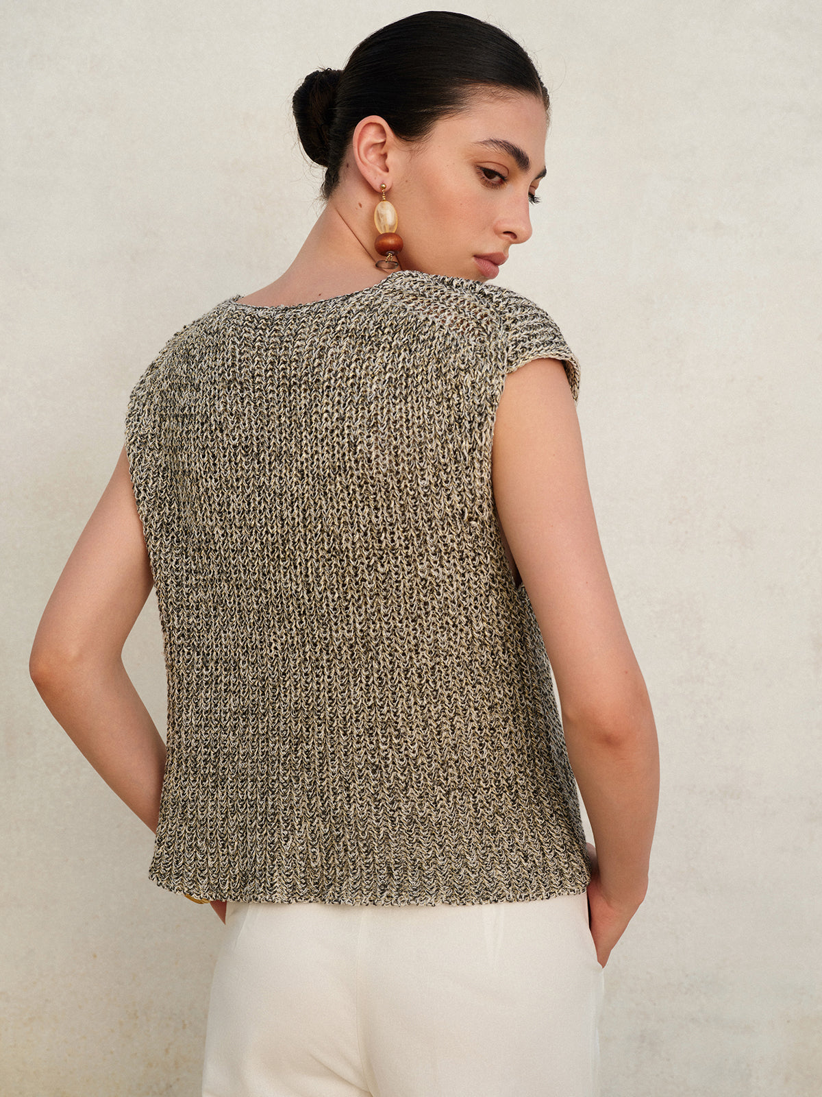 Textured Button Knit Vest
