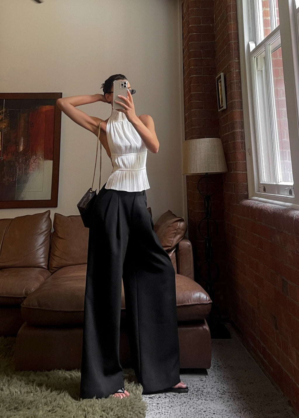 Pleated Backless Blouse