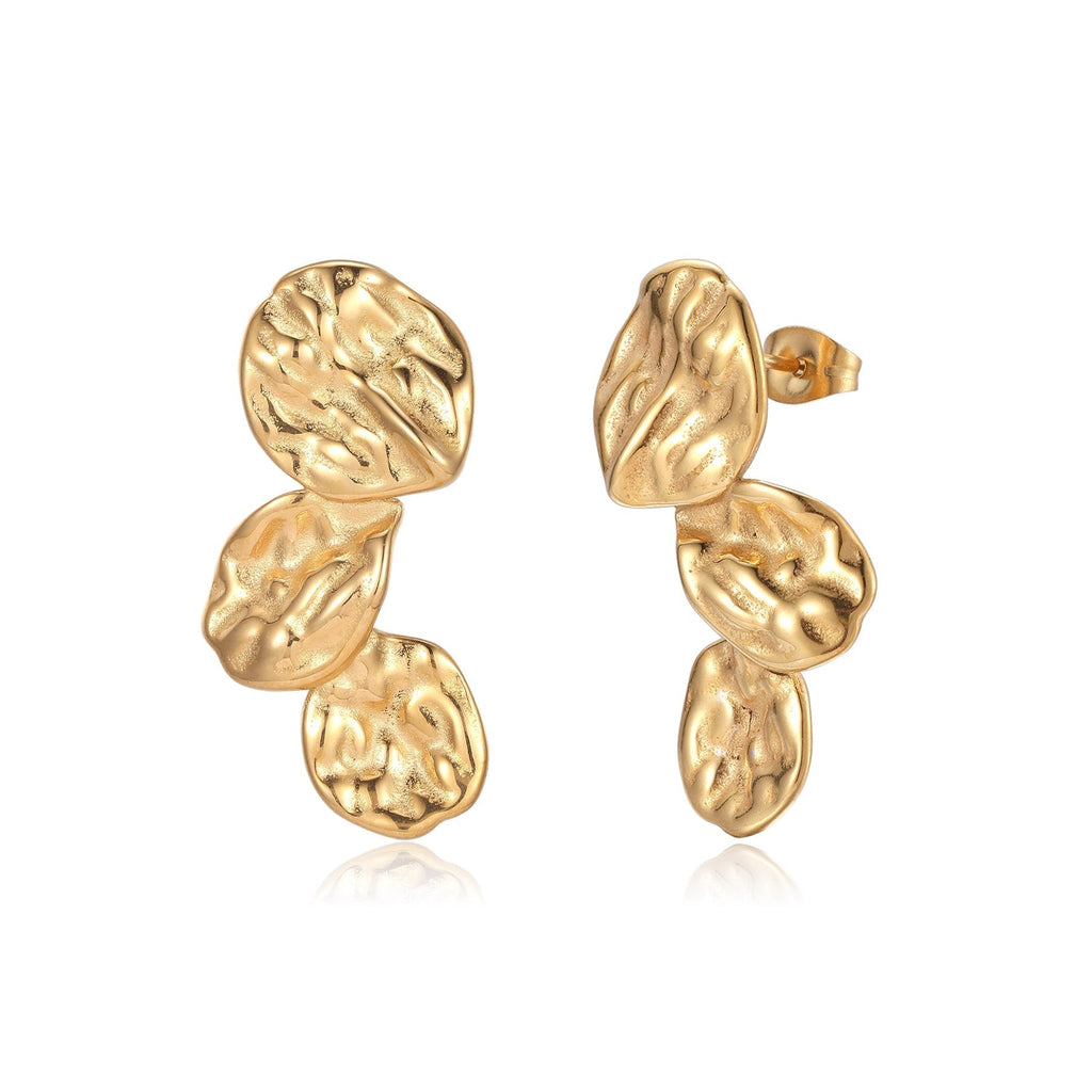 Hammered Gold Drop Earrings
