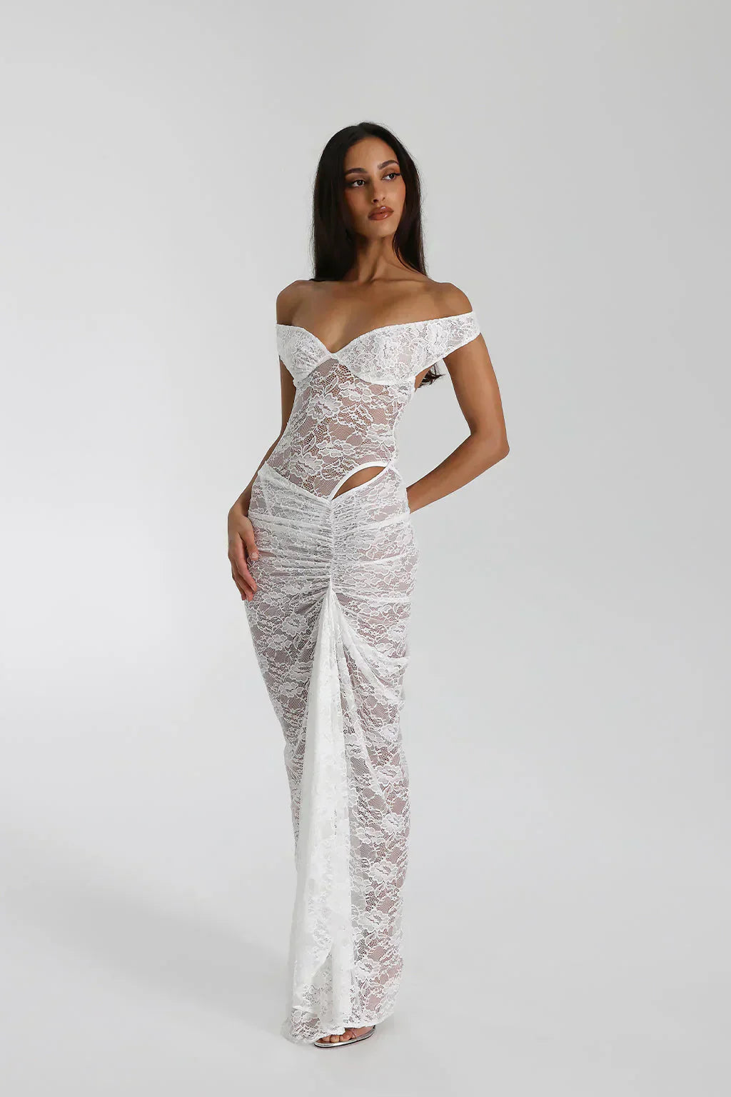Sheer Lace Midi Dress