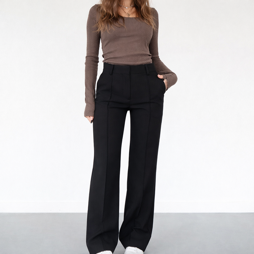High-Waist Straight Leg Trousers
