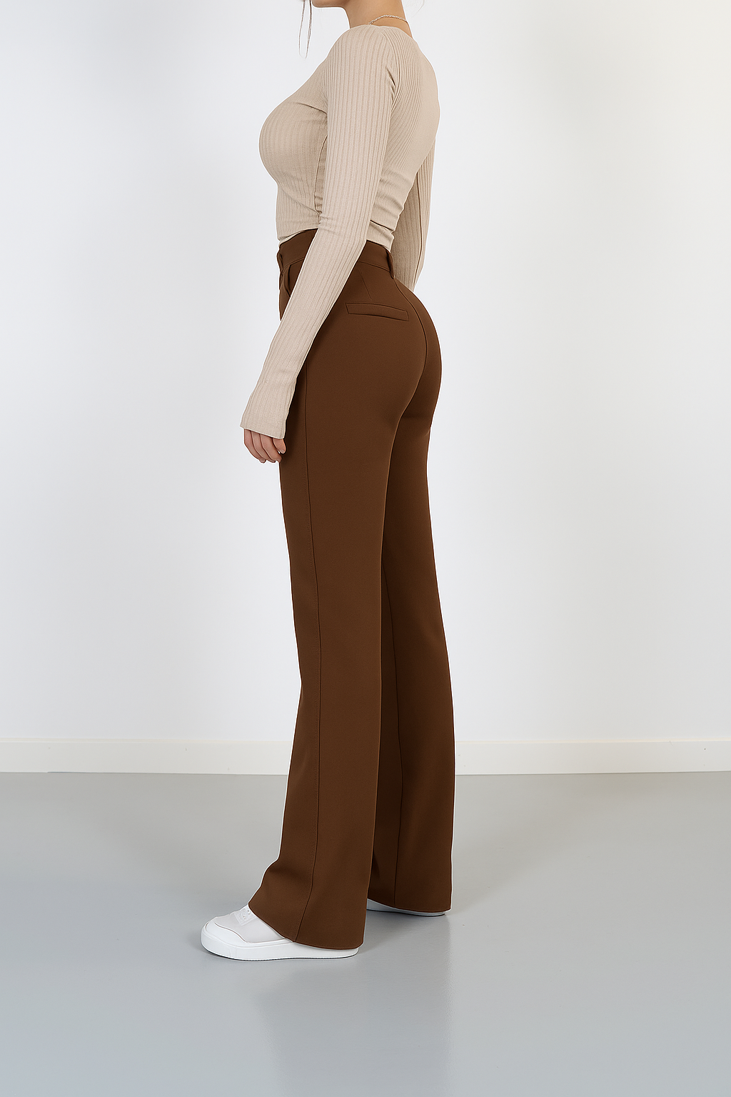 High-Waist Straight Leg Trousers