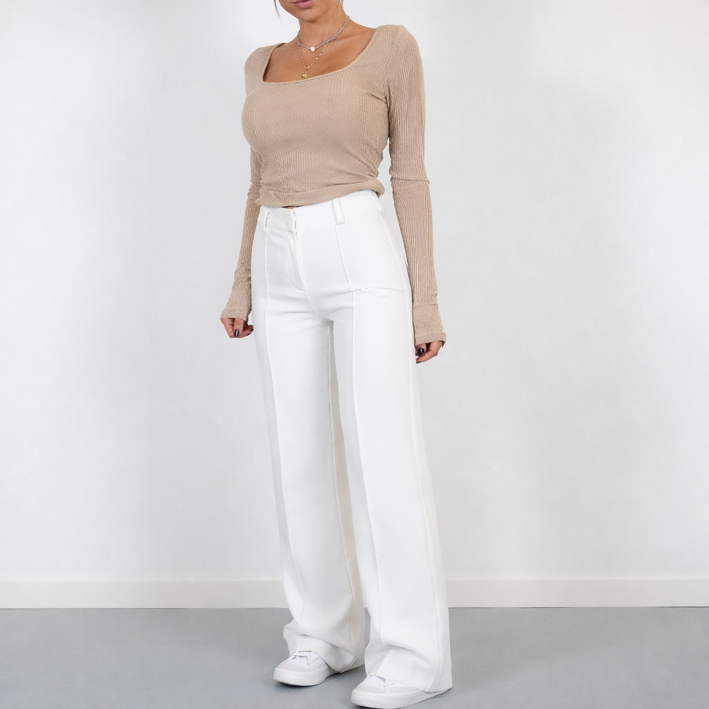 High-Waist Straight Leg Trousers