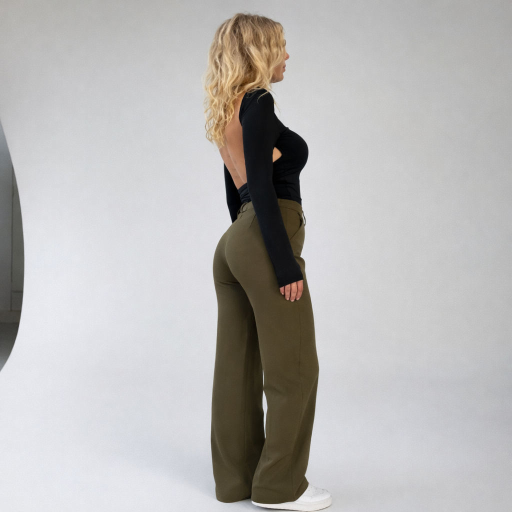 High-Waist Straight Leg Trousers