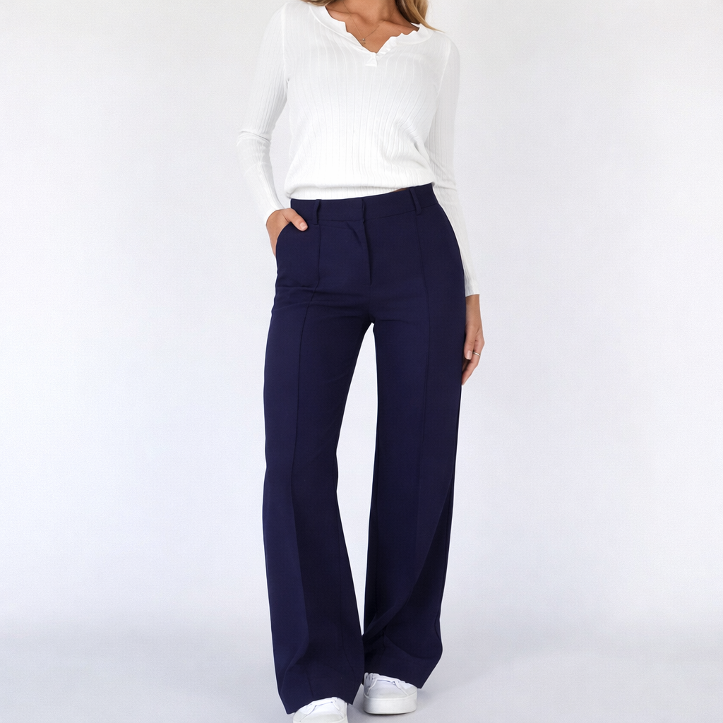 High-Waist Straight Leg Trousers
