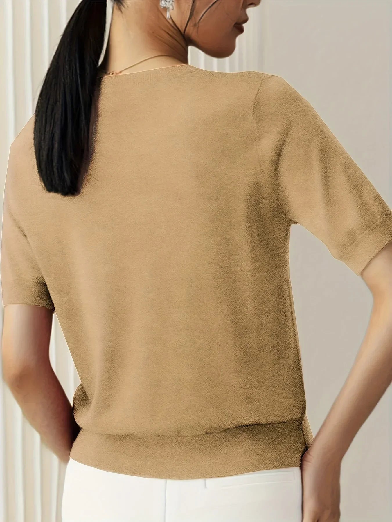 Soft Knit Short Sleeve Sweater