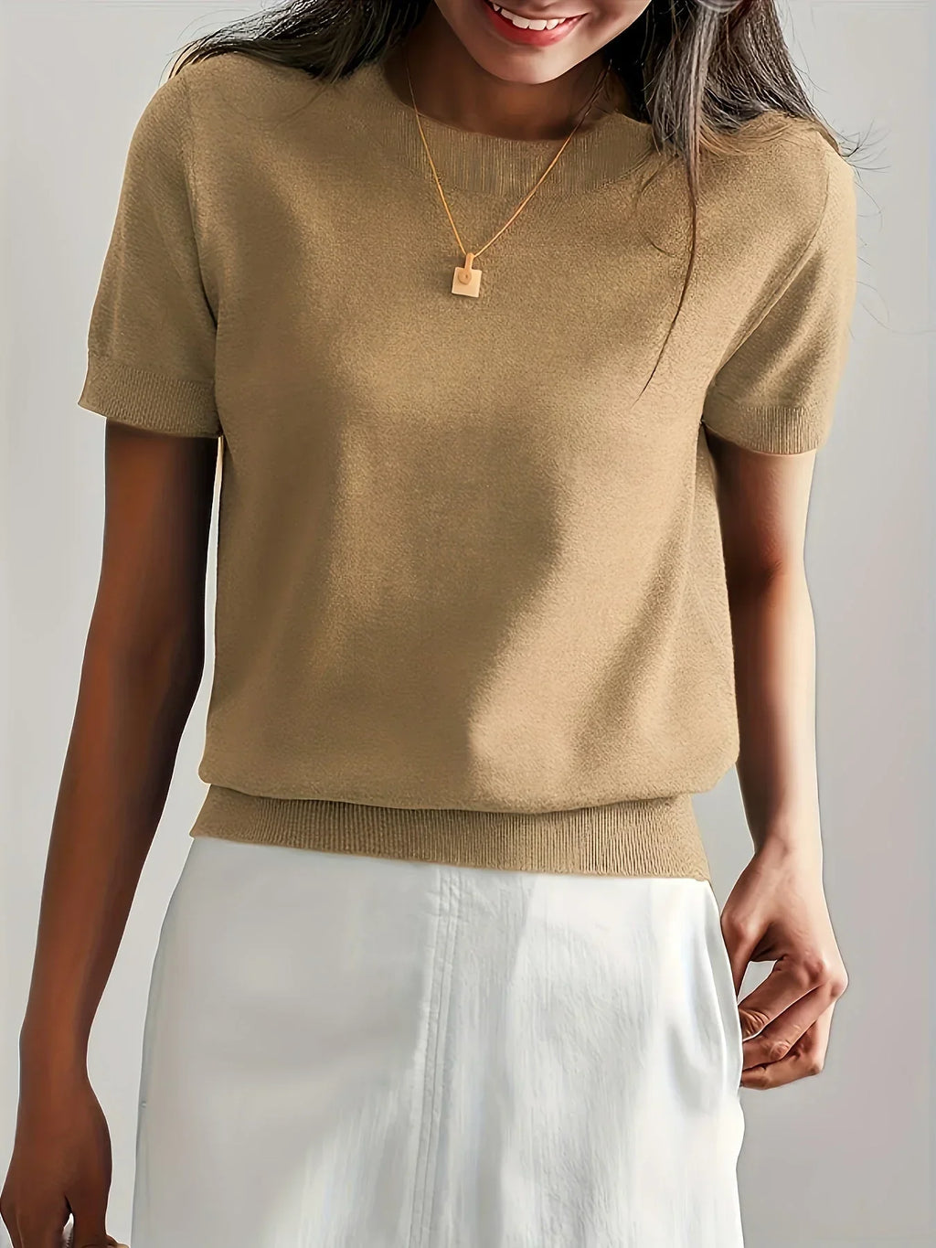 Soft Knit Short Sleeve Sweater