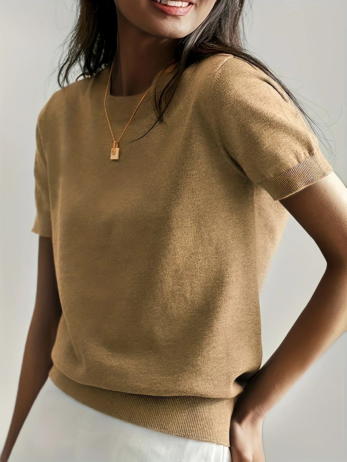 Soft Knit Short Sleeve Sweater