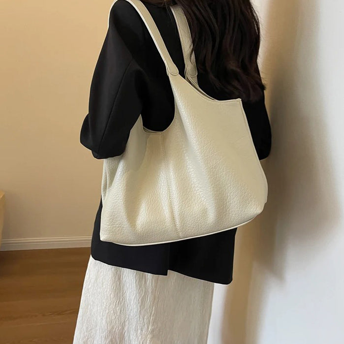Oversized Slouchy Vegan Leather Shoulder Tote Bag