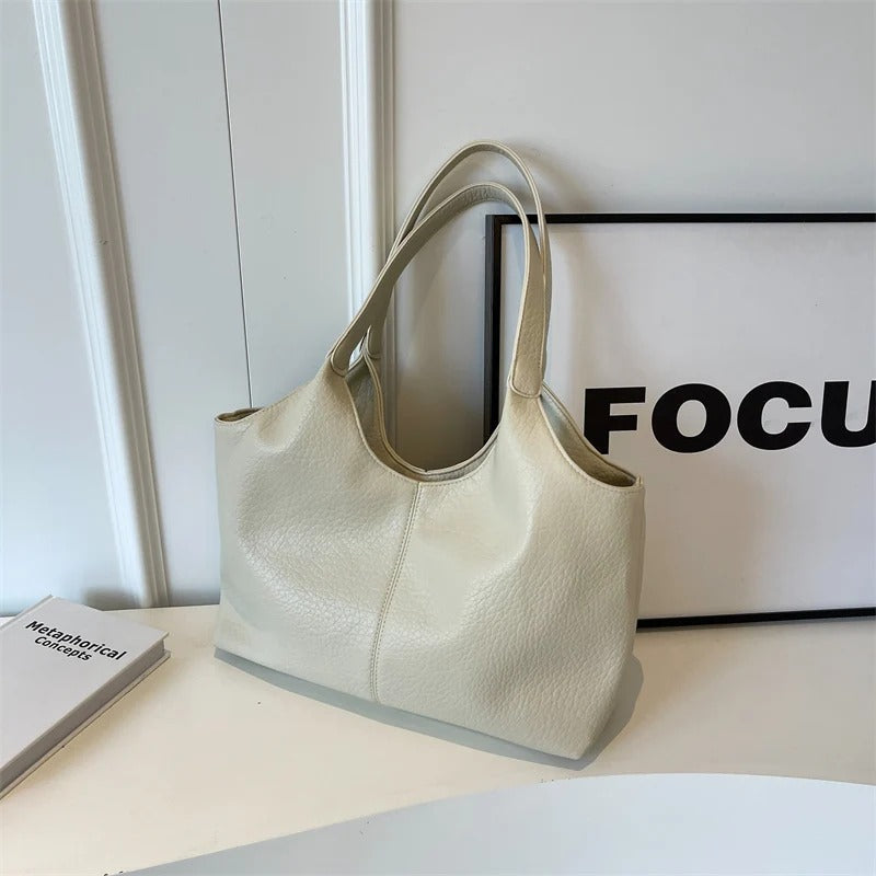 Oversized Slouchy Vegan Leather Shoulder Tote Bag