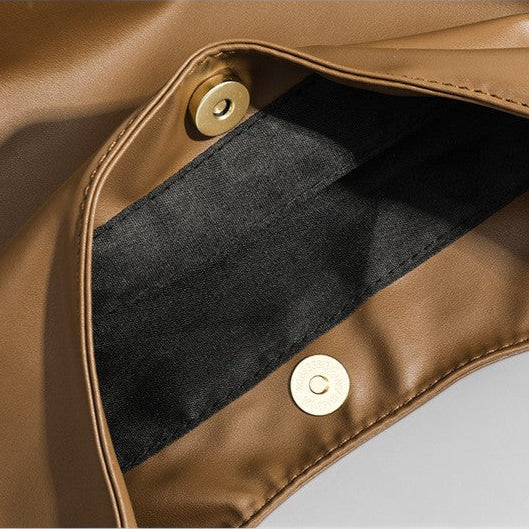 Spacious Vegan Leather Shoulder Bag