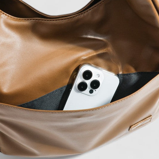 Spacious Vegan Leather Shoulder Bag