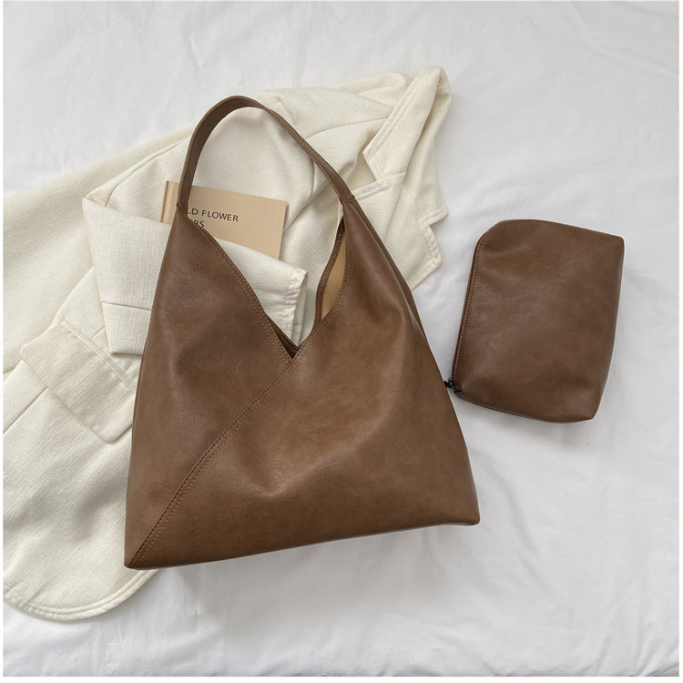 Vegan Leather Slouchy Shoulder Bag