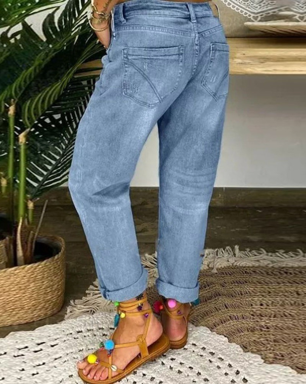 High Waist Distressed Jeans