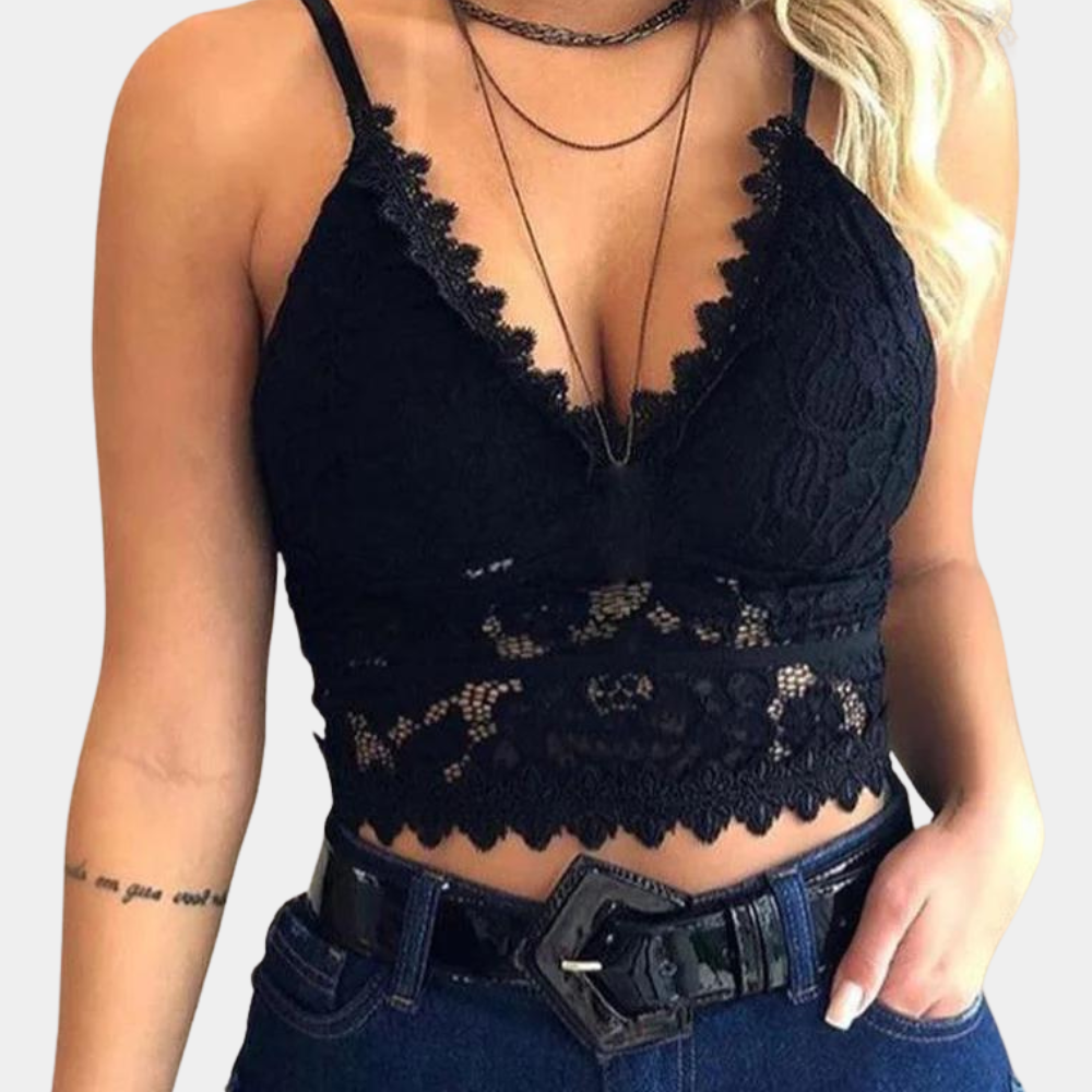 Relaxed Lace Cropped Top