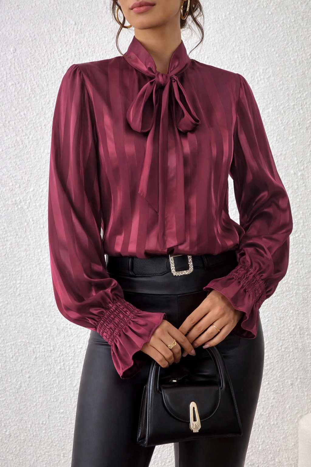 Pussy Bow Striped Blouse