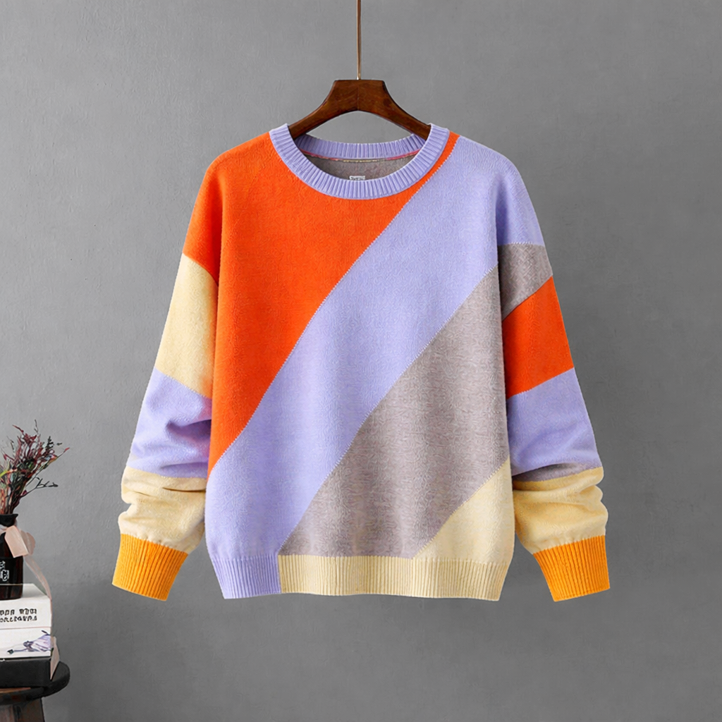 Diagonal Striped Knit Sweater