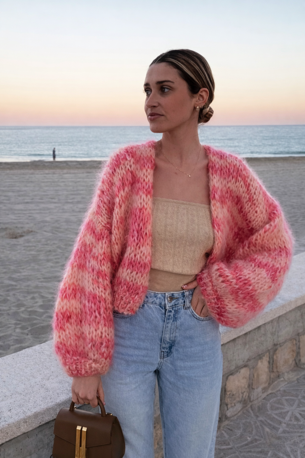 Multi-color Striped Puff Sleeve Sweater