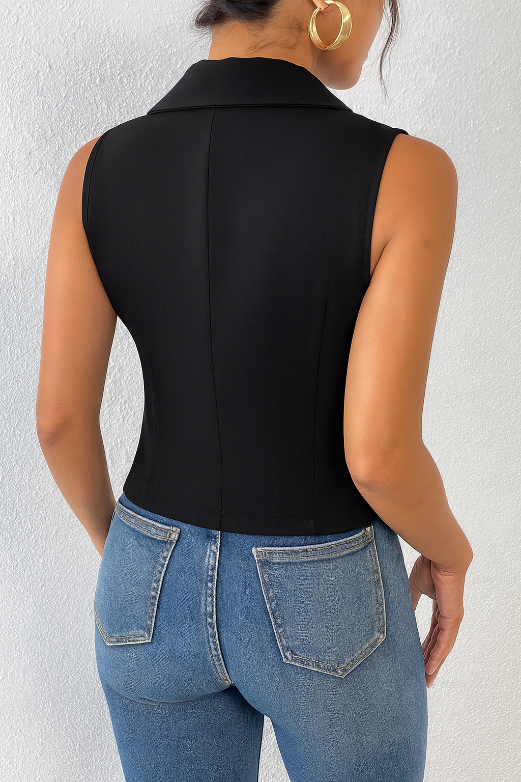 Sleeveless Tailored Vest Top
