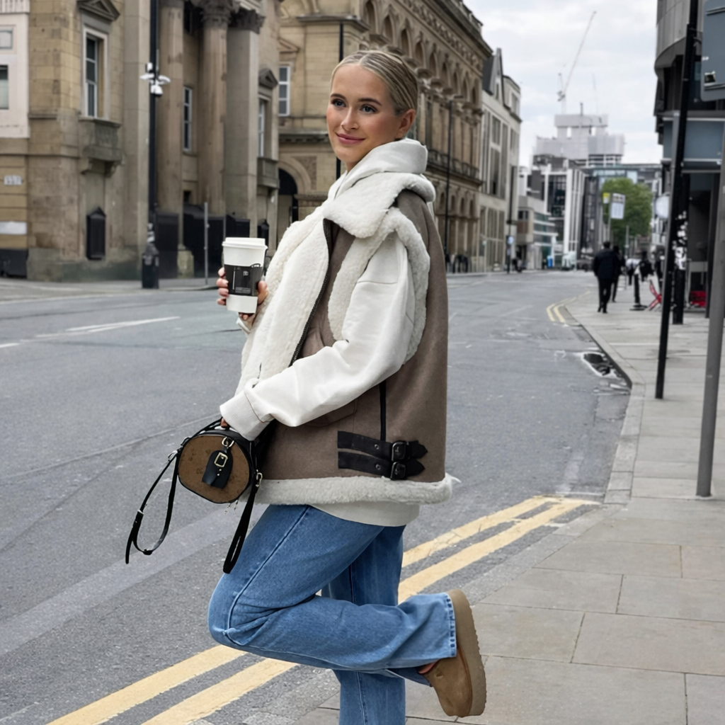 Faux Shearling Vest with Teddy Lining