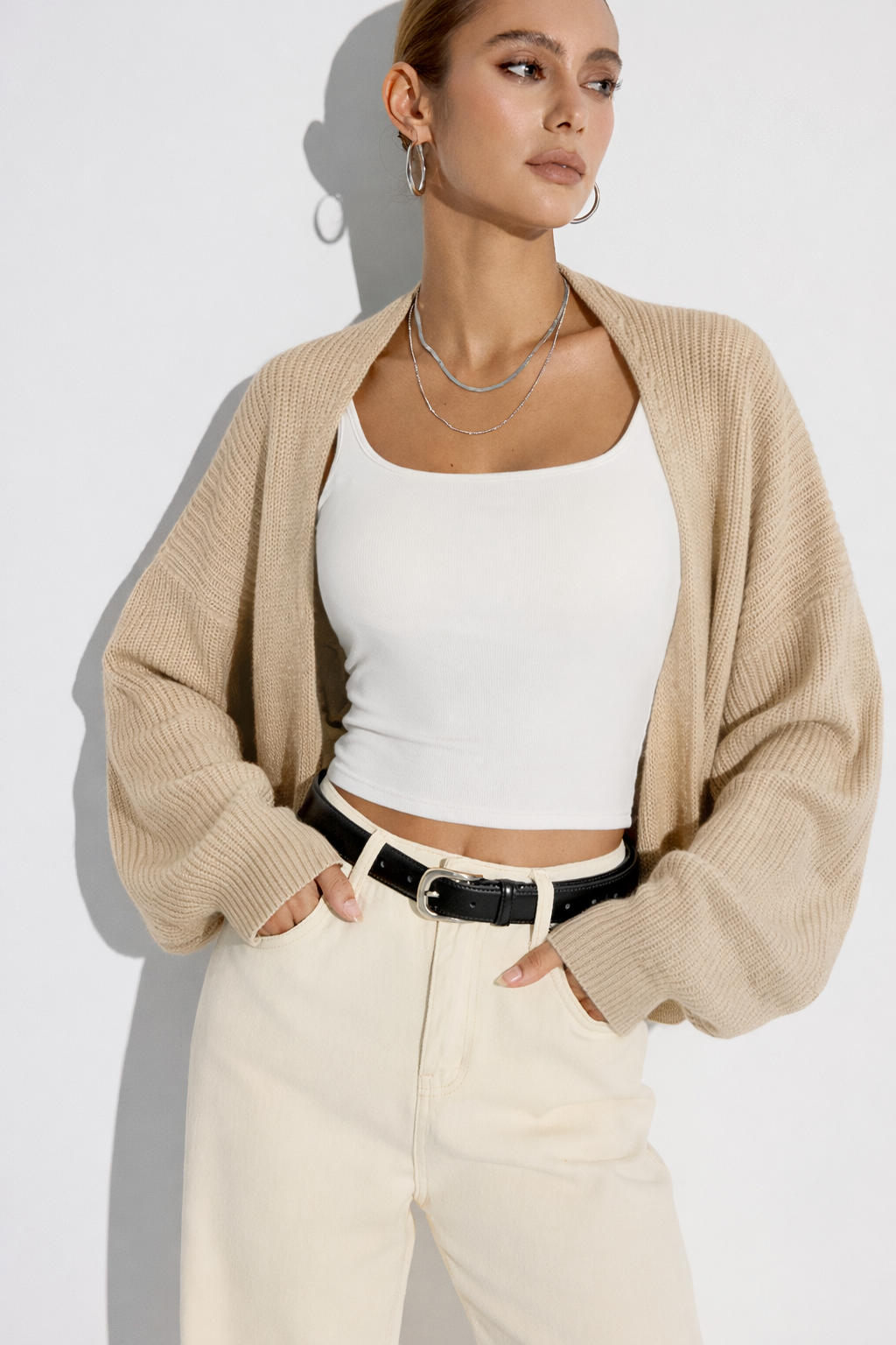 Lightweight Puff Sleeve Knit Vest