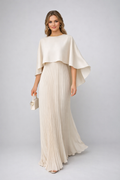Pleated Cape Maxi Dress