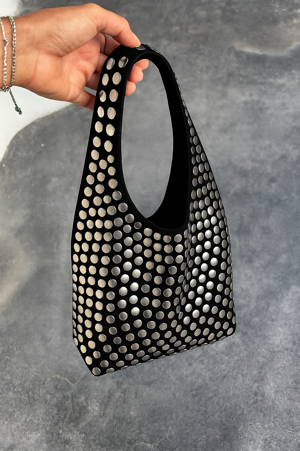 Studded Hobo Shoulder Bag