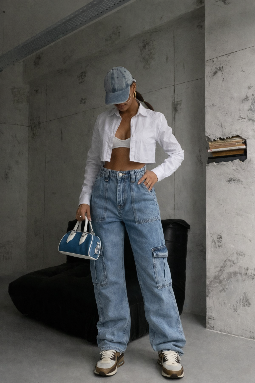Low Rise Straight Cargo Jeans