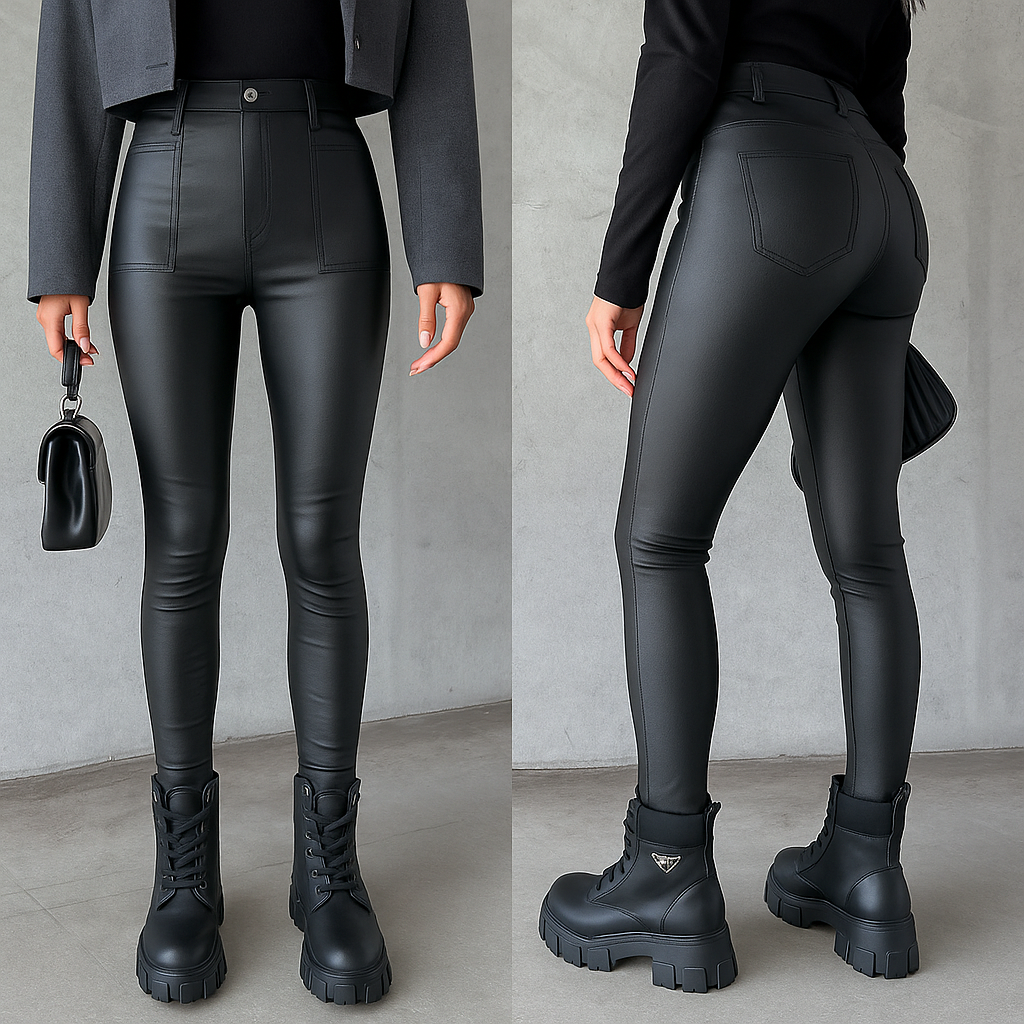 Faux Leather Slim Fit Trousers
