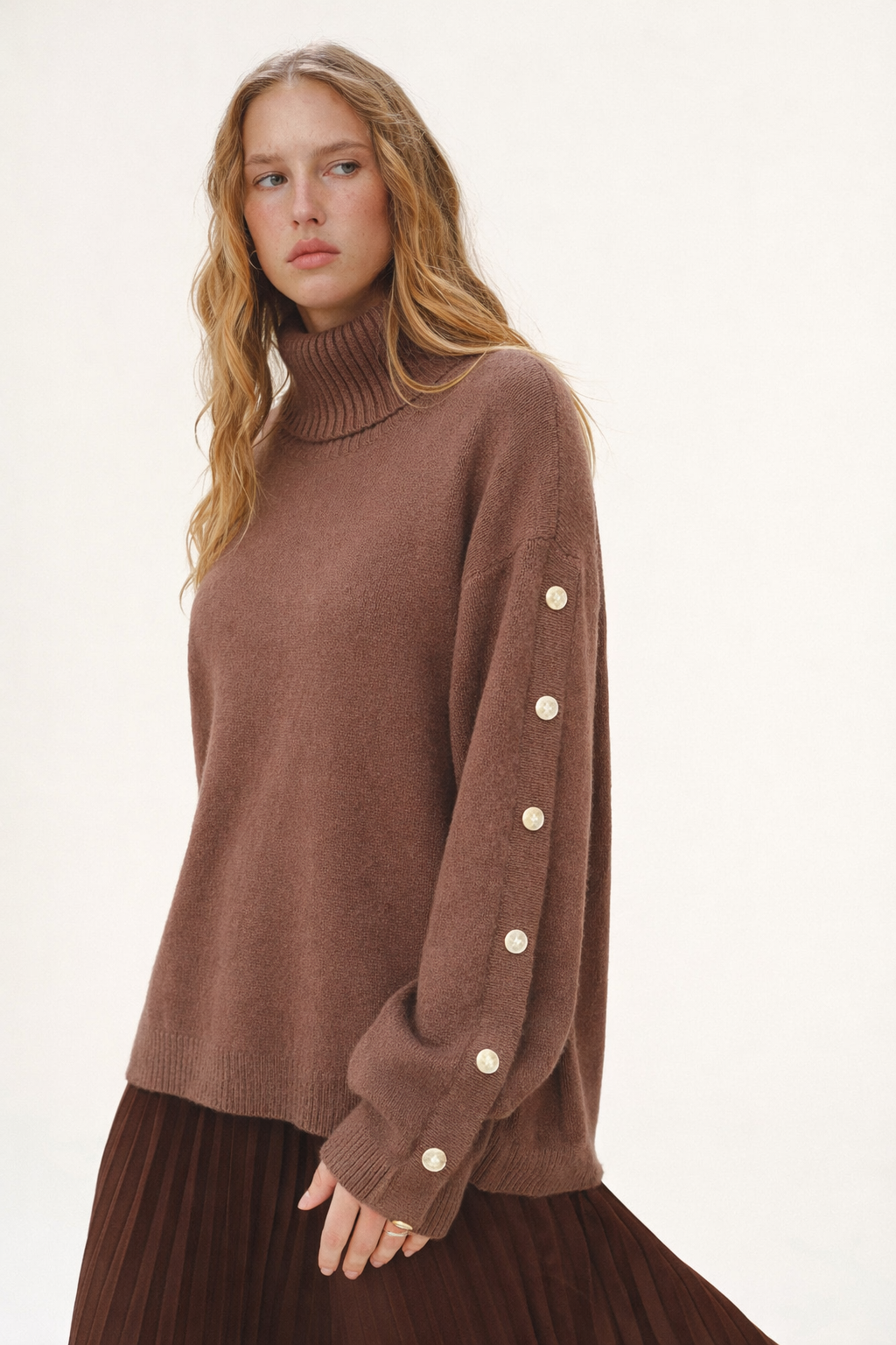 Turtleneck Button Knitted Sweater