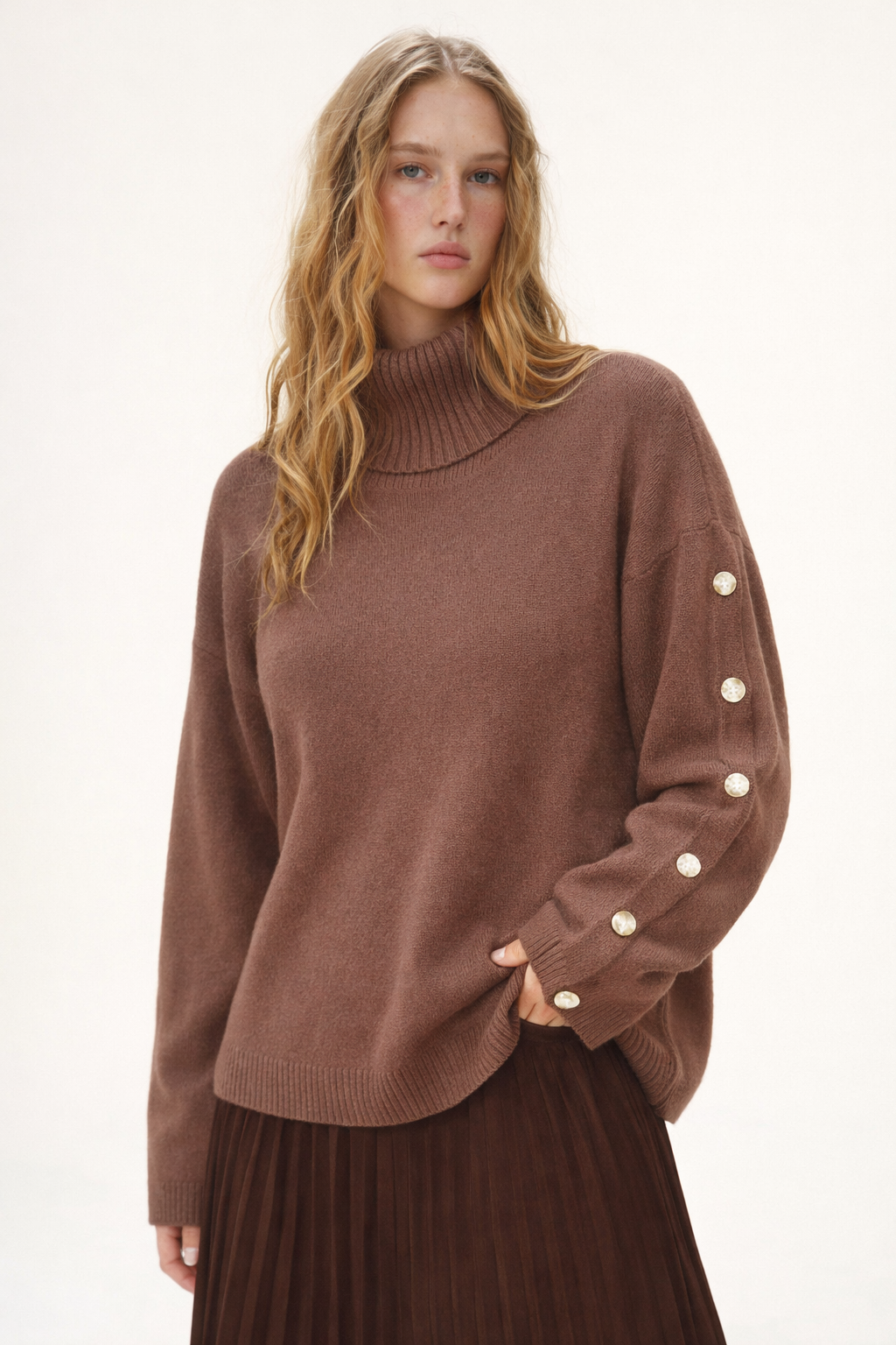 Turtleneck Button Knitted Sweater