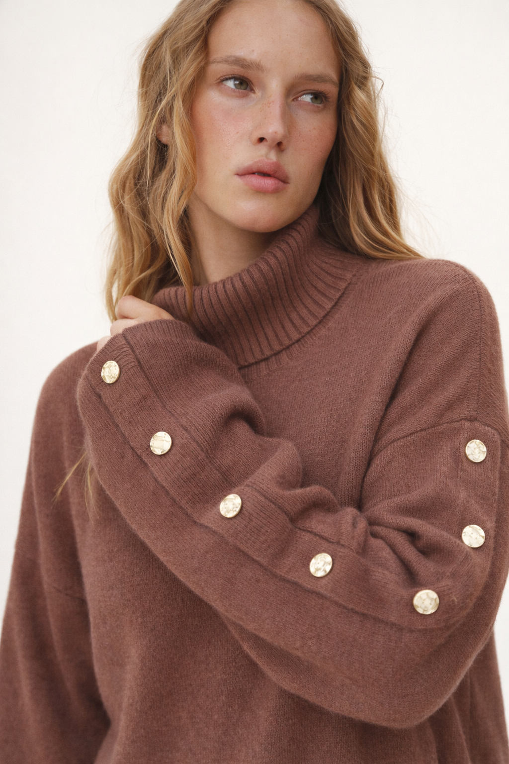 Turtleneck Button Knitted Sweater
