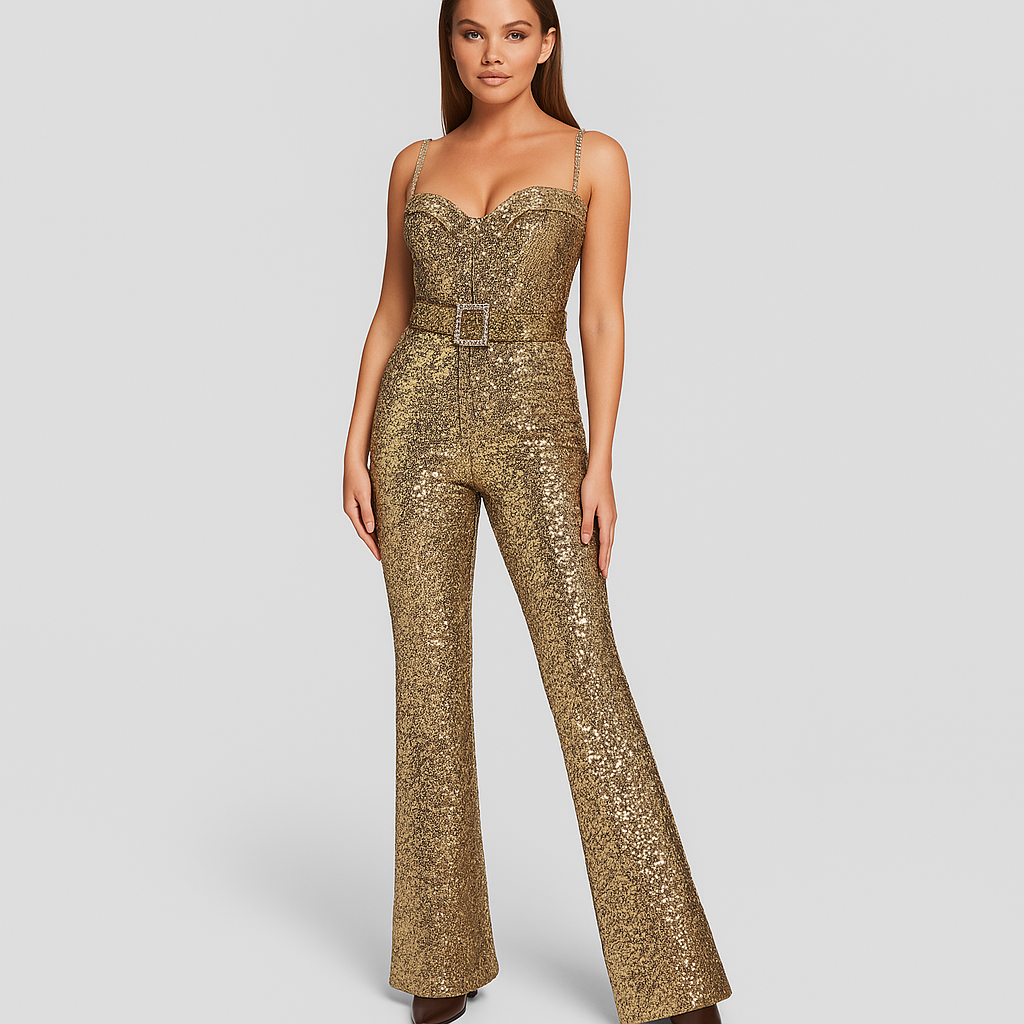 Glamorous Gold Sequin Jumpsuit