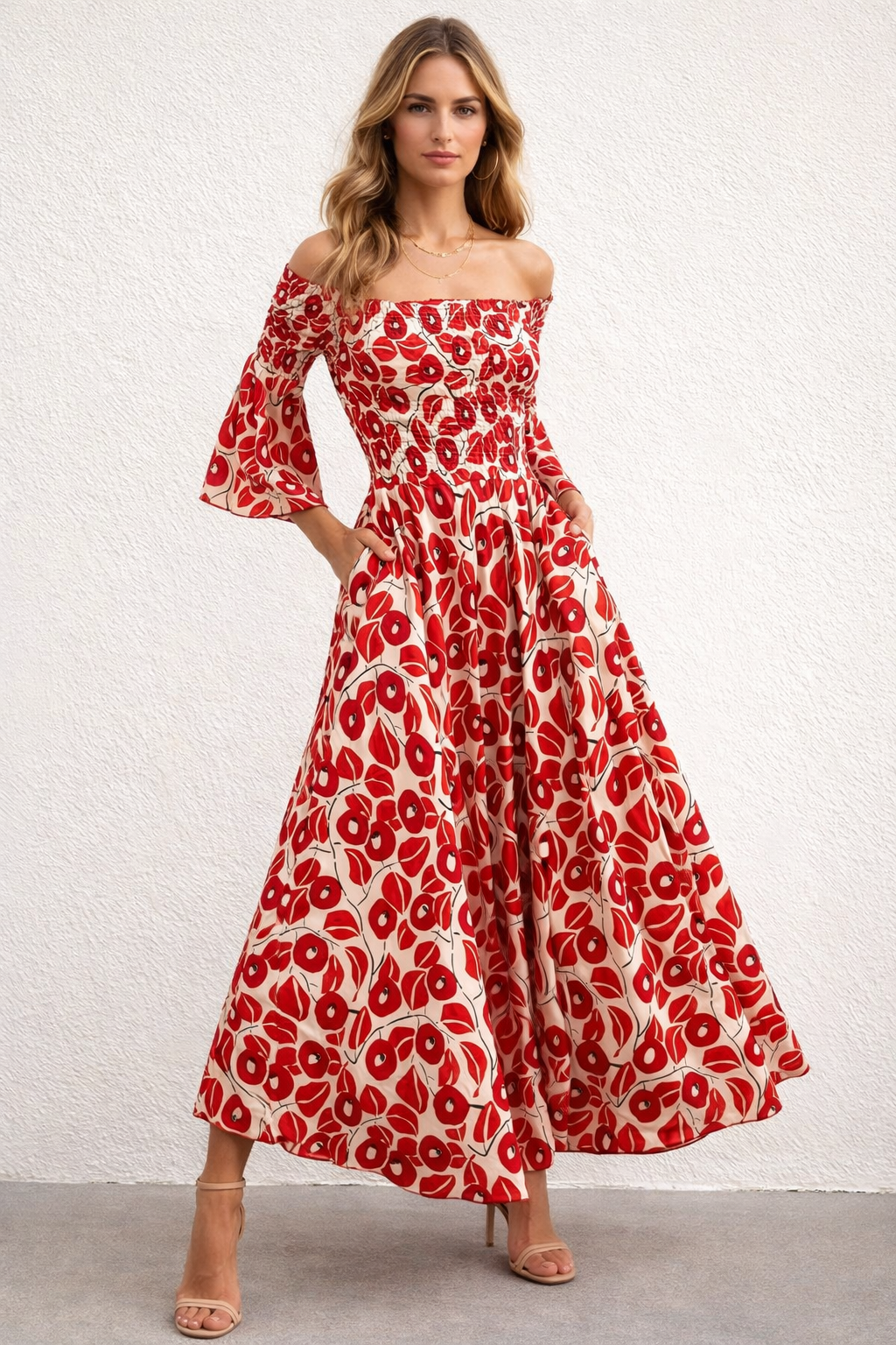 Floral Off-Shoulder Maxi Dress