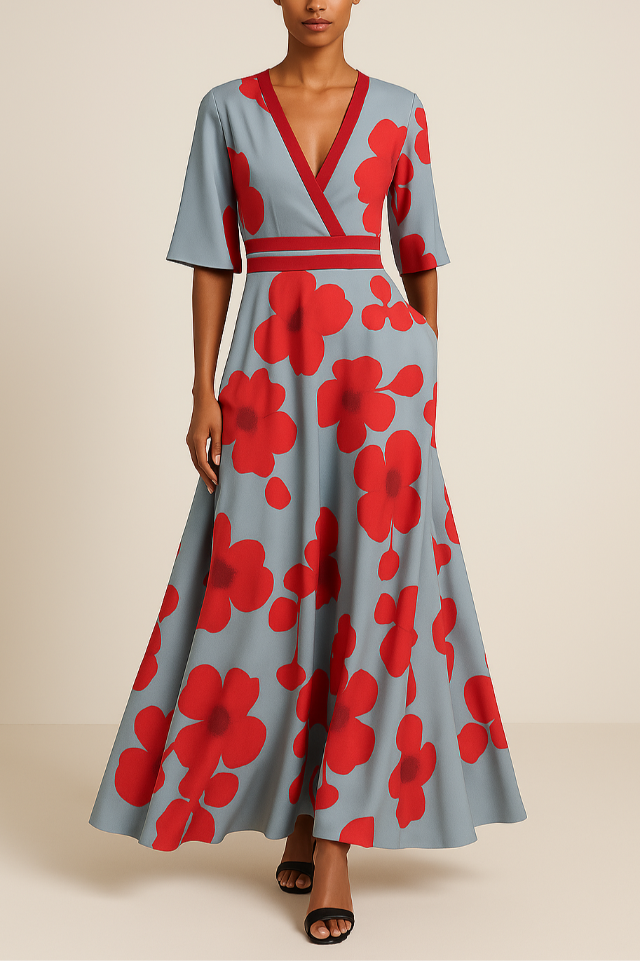 Floral V-Neck Maxi Dress