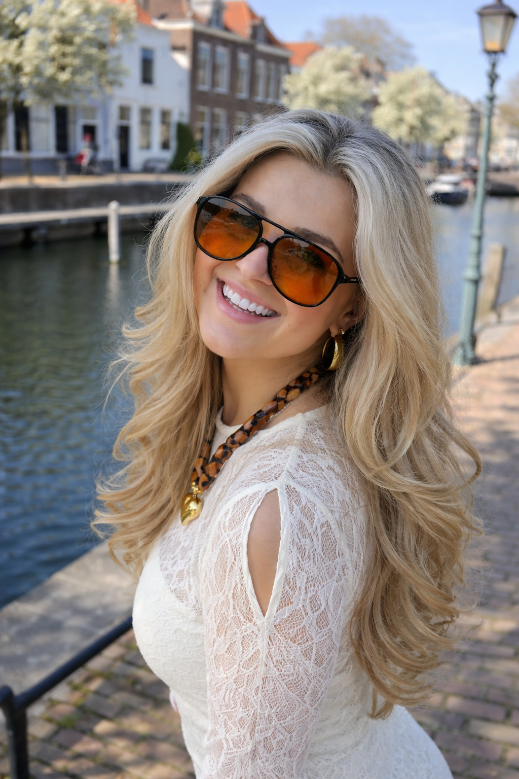 Orange Tinted Aviator Sunglasses
