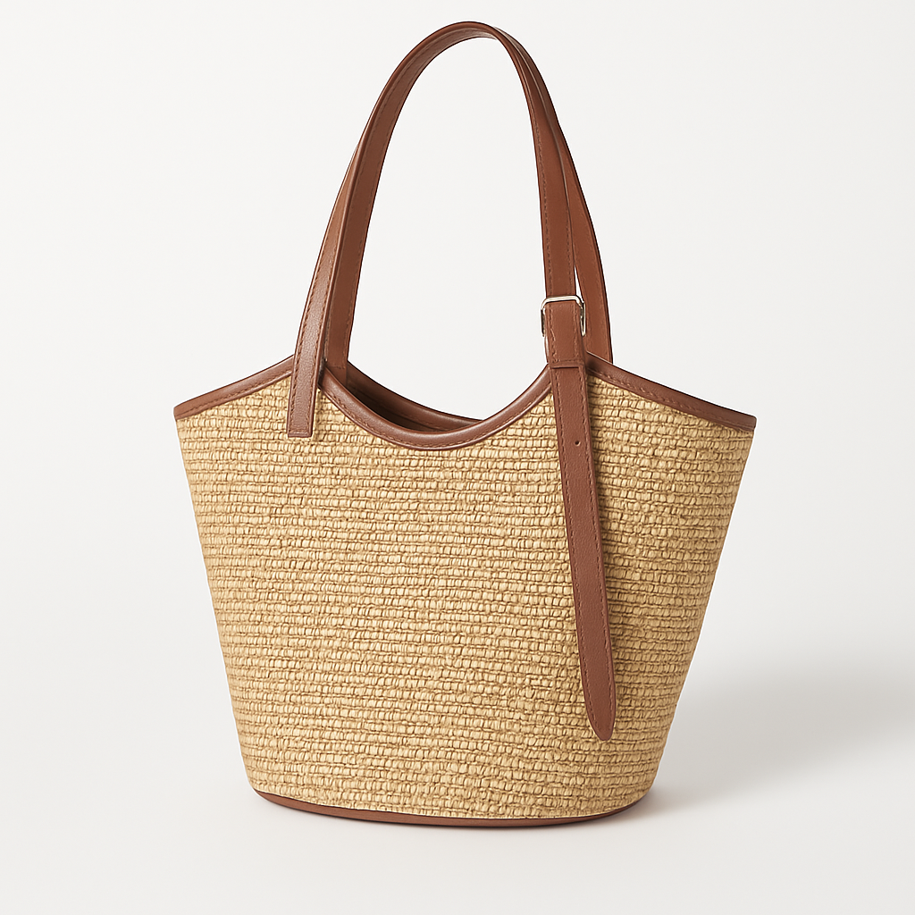 Boho Rattan Shoulder Tote Bag