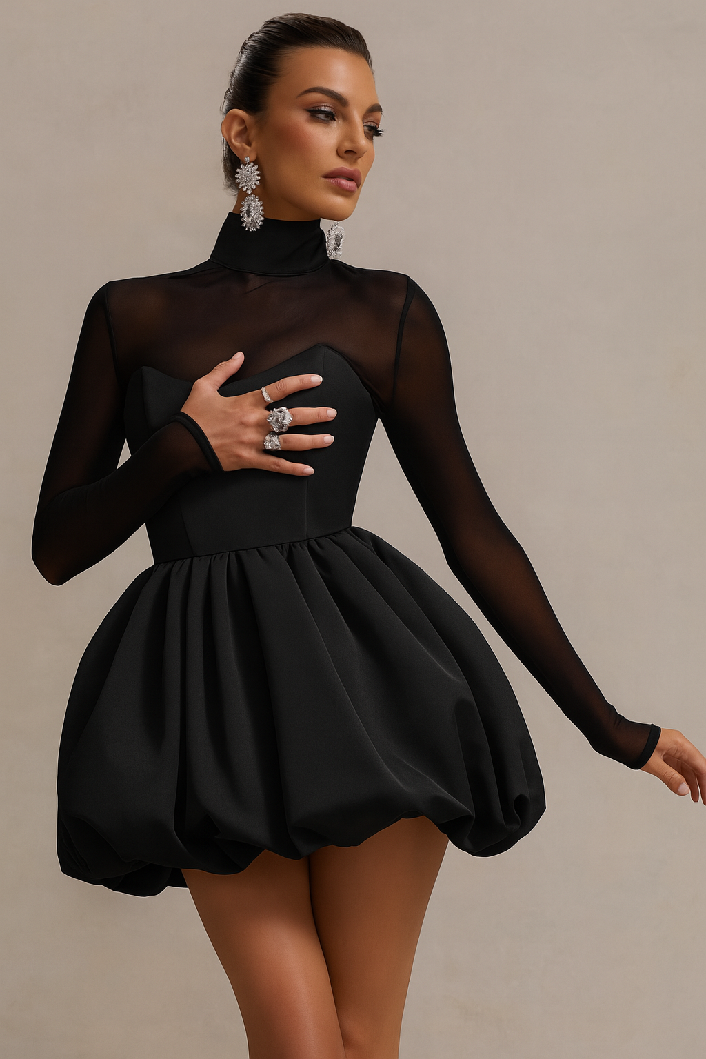 Evening Puff Mini Dress