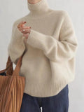 Oversized Ribbed Wool Turtleneck Sweater