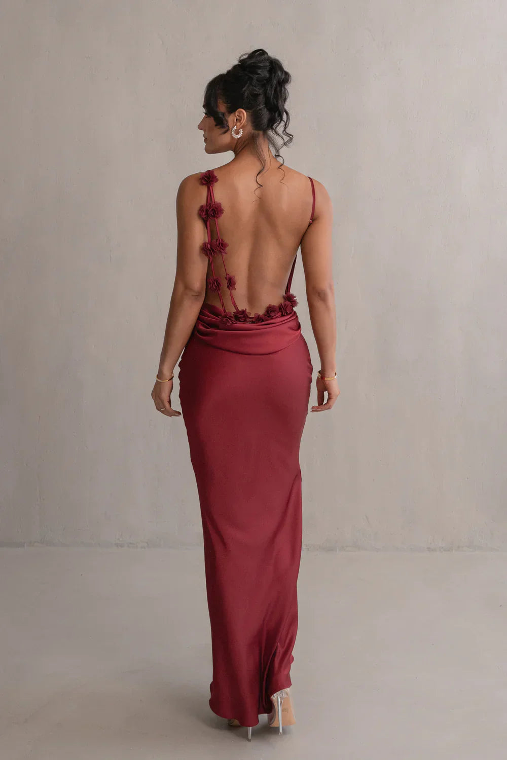 Cowl Neck Backless Maxi Dress