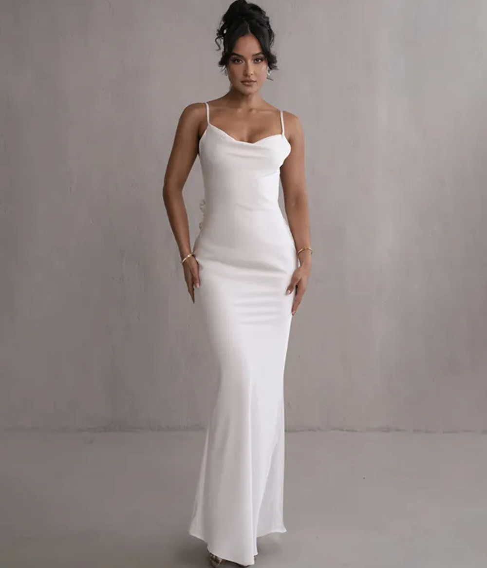 Cowl Neck Backless Maxi Dress