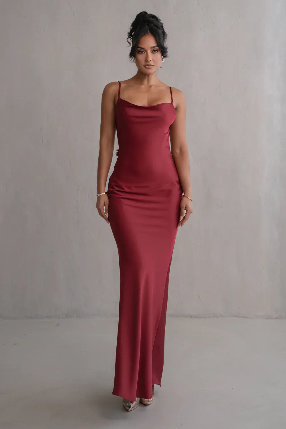 Cowl Neck Backless Maxi Dress