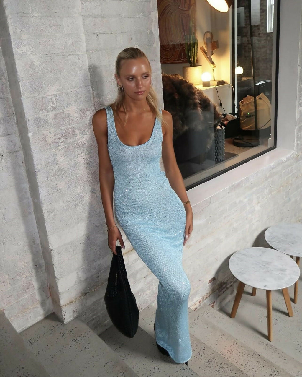 Sleek Glitter Maxi Dress