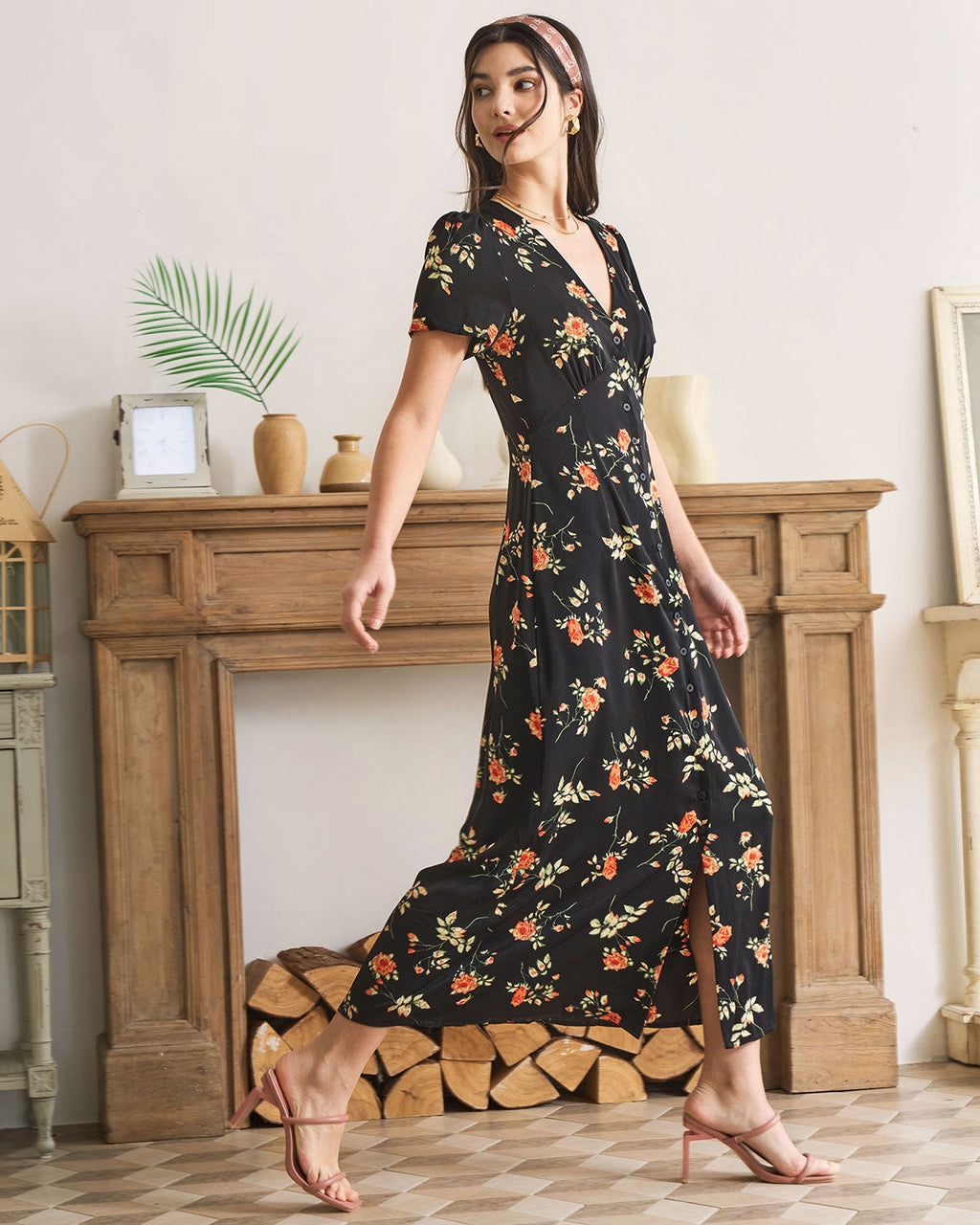 Floral V-Neck Maxi Dress