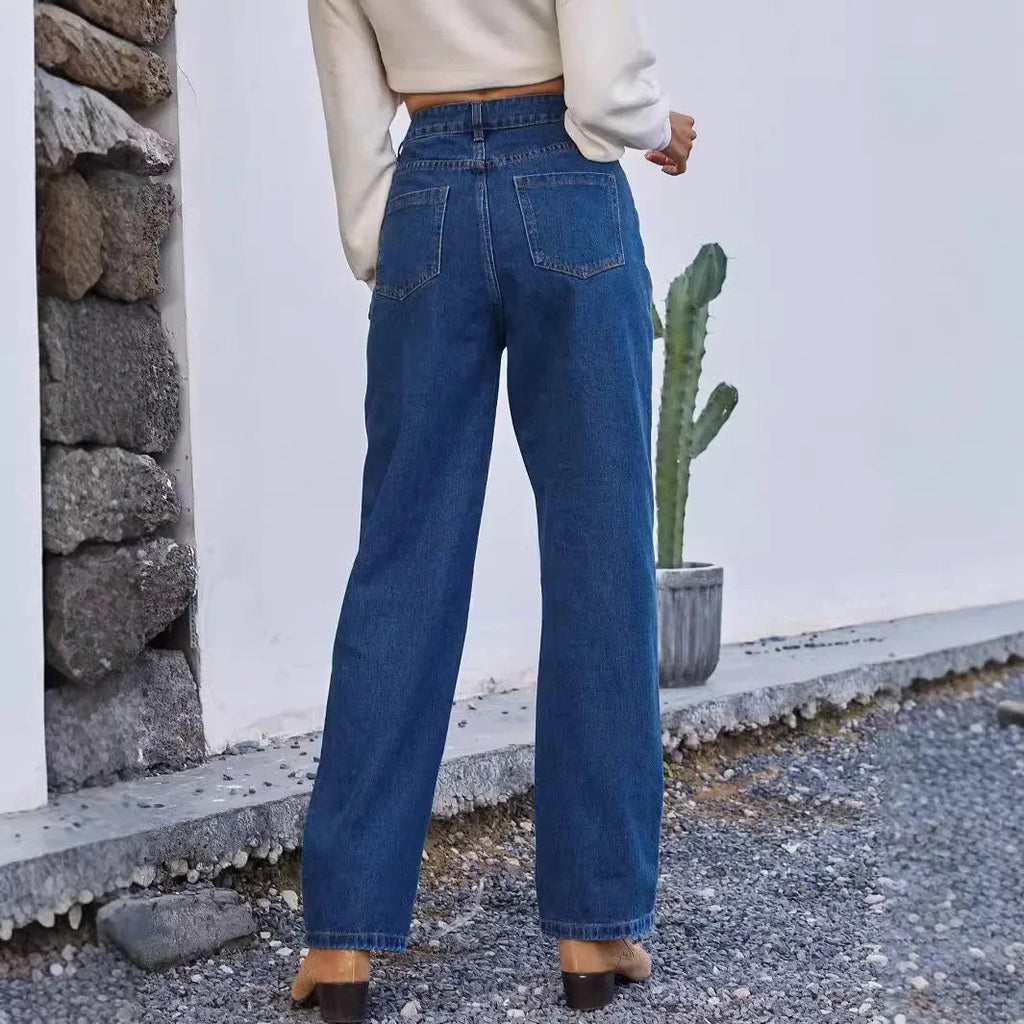 Dark Wash High Waist Straight Leg Jeans